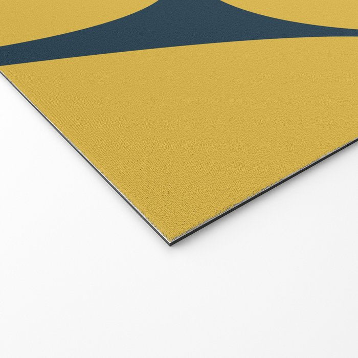 Riverbed Stones Minimalist Abstract Pattern in Light Mustard Yellow and Navy Blue Welcome Mat Gallery Image 2