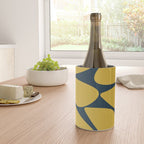 Riverbed Stones Minimalist Abstract Pattern in Light Mustard Yellow and Navy Blue Wine Chiller Gallery Image 4