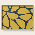 Riverbed Stones Minimalist Abstract Pattern in Light Mustard Yellow and Navy Blue Serving Tray Gallery Image 1