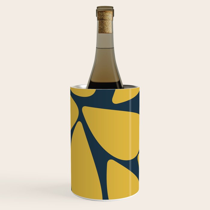 Riverbed Stones Minimalist Abstract Pattern in Light Mustard Yellow and Navy Blue Wine Chiller Gallery Image 2