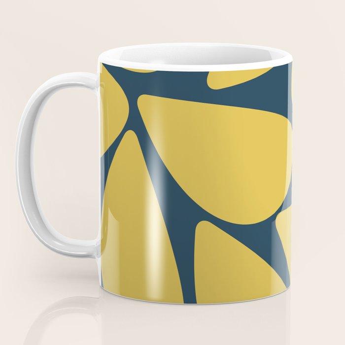 Riverbed Stones Minimalist Abstract Pattern in Light Mustard Yellow and Navy Blue Coffee Mug Gallery Image 3