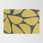 Riverbed Stones Minimalist Abstract Pattern in Light Mustard Yellow and Navy Blue Rug Gallery Image 2