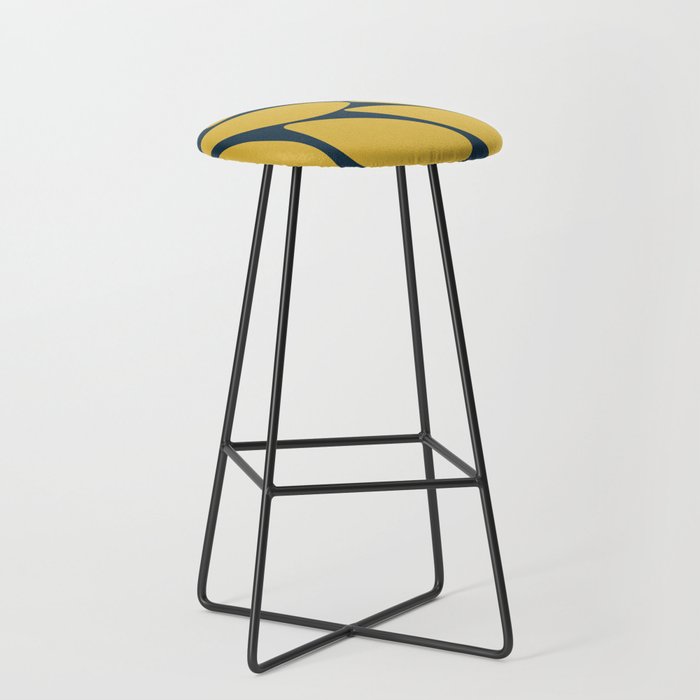 Riverbed Stones Minimalist Abstract Pattern in Light Mustard Yellow and Navy Blue Stool Gallery Image 1