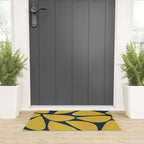Riverbed Stones Minimalist Abstract Pattern in Light Mustard Yellow and Navy Blue Welcome Mat Gallery Image 3