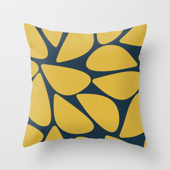 Riverbed Stones Minimalist Abstract Pattern in Light Mustard Yellow and Navy Blue Throw Pillow Gallery Image 1