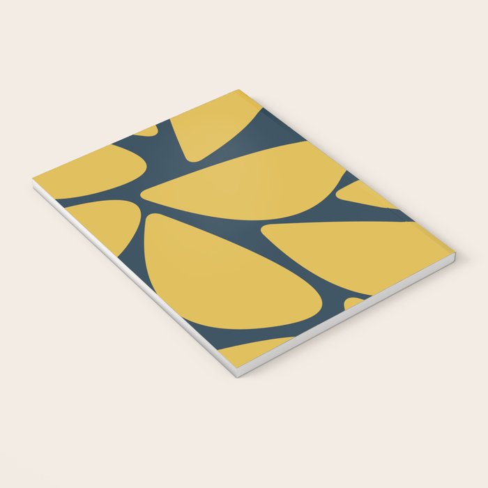Riverbed Stones Minimalist Abstract Pattern in Light Mustard Yellow and Navy Blue Notebook Gallery Image 3