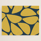 Riverbed Stones Minimalist Abstract Pattern in Light Mustard Yellow and Navy Blue Jigsaw Puzzle Gallery Image 1