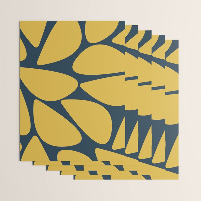 Riverbed Stones Minimalist Abstract Pattern in Light Mustard Yellow and Navy Blue Wrapping Paper Gallery Image 3