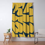 Riverbed Stones Minimalist Abstract Pattern in Light Mustard Yellow and Navy Blue Window Curtain Gallery Image 5