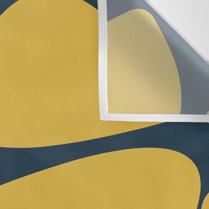 Riverbed Stones Minimalist Abstract Pattern in Light Mustard Yellow and Navy Blue Wall Tapestry Gallery Image 3