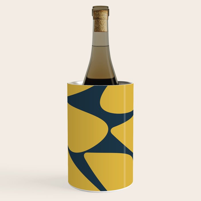 Riverbed Stones Minimalist Abstract Pattern in Light Mustard Yellow and Navy Blue Wine Chiller Gallery Image 1