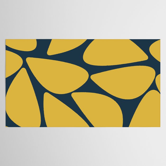 Riverbed Stones Minimalist Abstract Pattern in Light Mustard Yellow and Navy Blue Tablecloth Gallery Image 2
