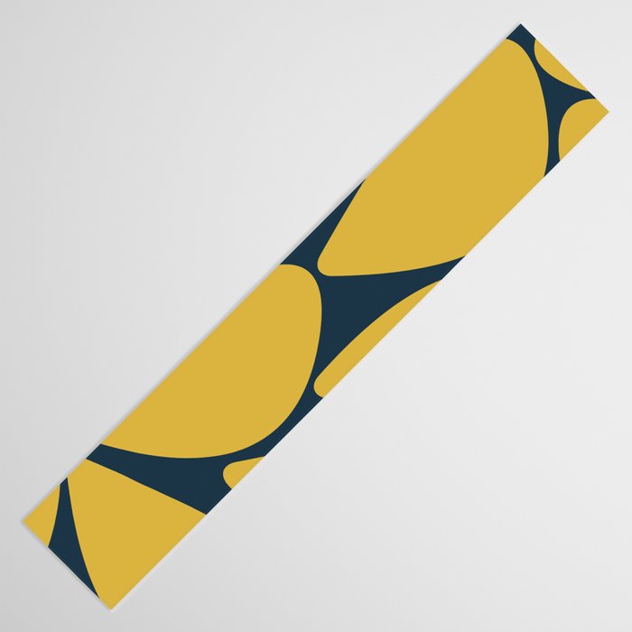 Riverbed Stones Minimalist Abstract Pattern in Light Mustard Yellow and Navy Blue Table Runner Gallery Image 3