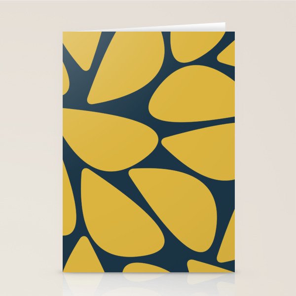 Riverbed Stones Minimalist Abstract Pattern in Light Mustard Yellow and Navy Blue Stationery Card Gallery Image 1