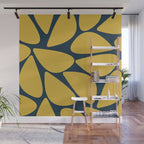 Riverbed Stones Minimalist Abstract Pattern in Light Mustard Yellow and Navy Blue Wall Mural Gallery Image 1