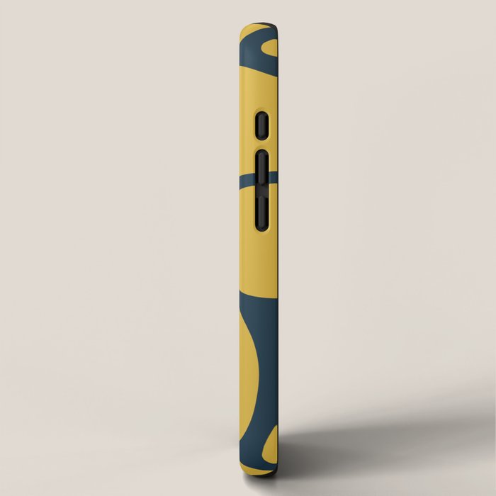 Riverbed Stones Minimalist Abstract Pattern in Light Mustard Yellow and Navy Blue iPhone Case Gallery Image 2
