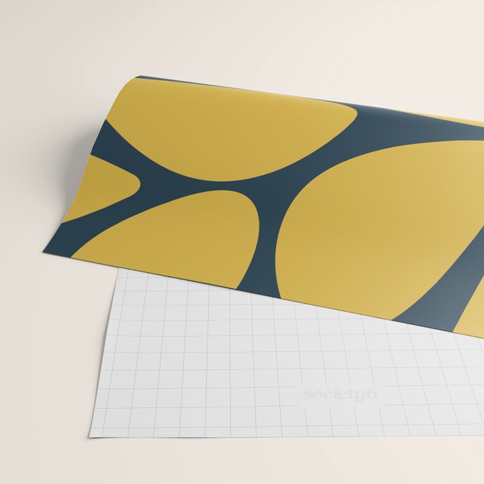 Riverbed Stones Minimalist Abstract Pattern in Light Mustard Yellow and Navy Blue Wrapping Paper Gallery Image 2