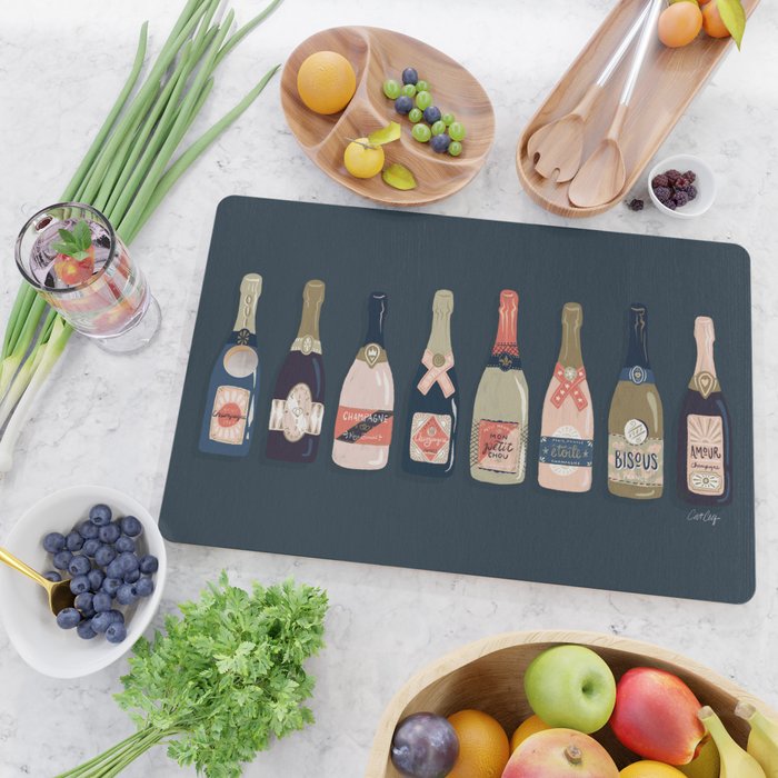 French Champagne Collection â Teal Cutting Board Gallery Image 2