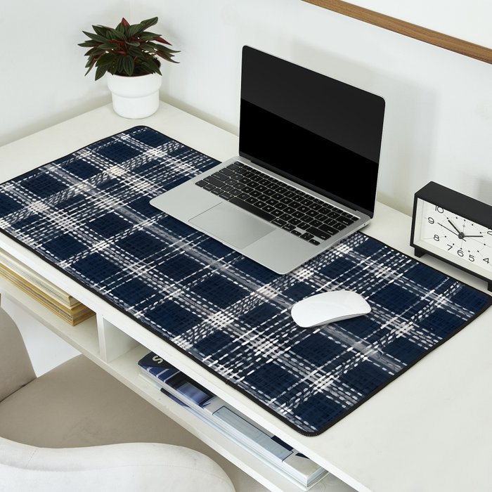 Cozy Blue Plaid  Desk Mat Gallery Image 2