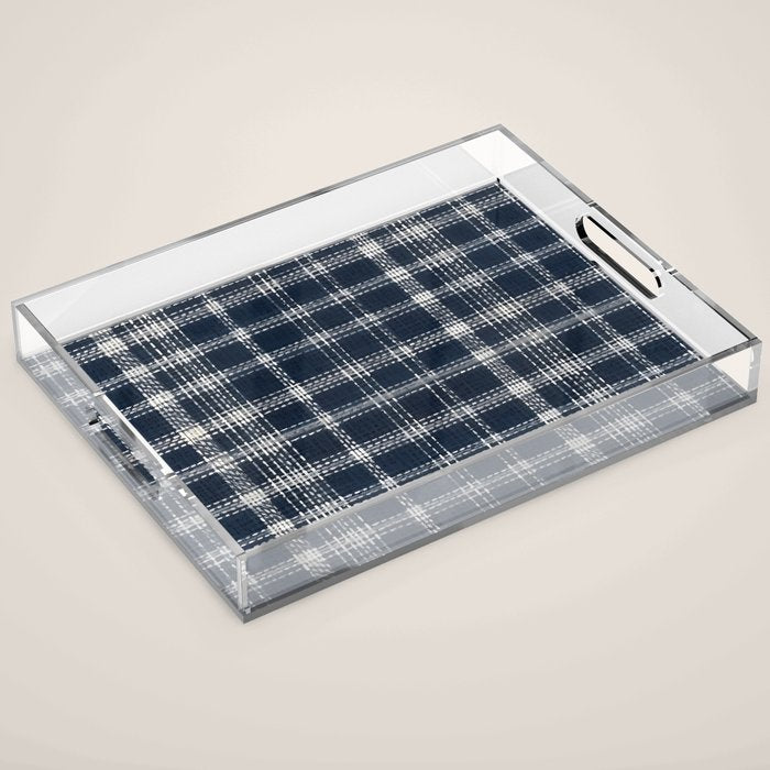 Cozy Blue Plaid  Acrylic Tray Gallery Image 1