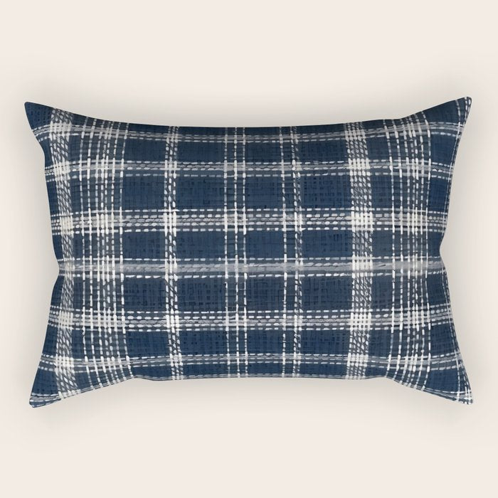 Cozy Blue Plaid  Rectangular Pillow Gallery Image 2