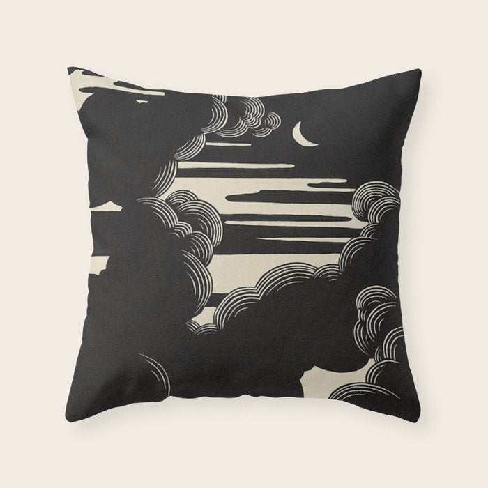 FeÌlix Vallotton Wolken, 1890 Midnight Moon Night Clouds Throw Pillow Gallery Image 6