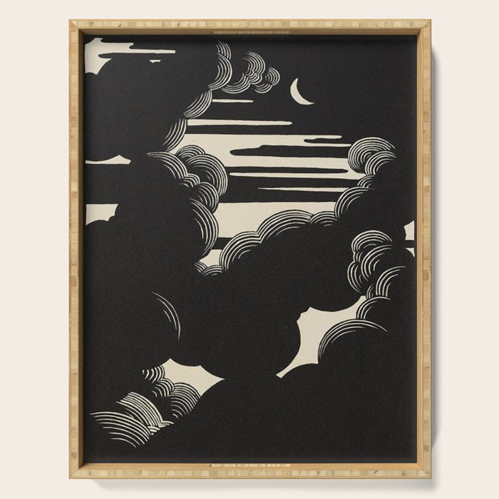 FeÌlix Vallotton Wolken, 1890 Midnight Moon Night Clouds Serving Tray Gallery Image 1