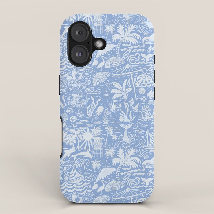 Coastal Daydreams Blue & White Ocean Collage Pattern iPhone Case Gallery Image 1