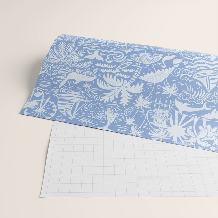 Coastal Daydreams Blue & White Ocean Collage Pattern Wrapping Paper Gallery Image 2