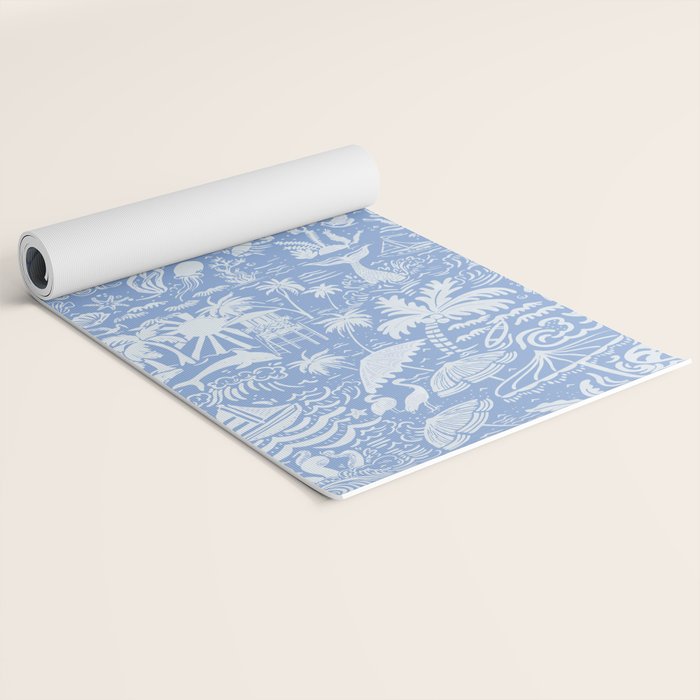 Coastal Daydreams Blue & White Ocean Collage Pattern Yoga Mat Gallery Image 2