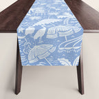 Coastal Daydreams Blue & White Ocean Collage Pattern Table Runner Gallery Image 1