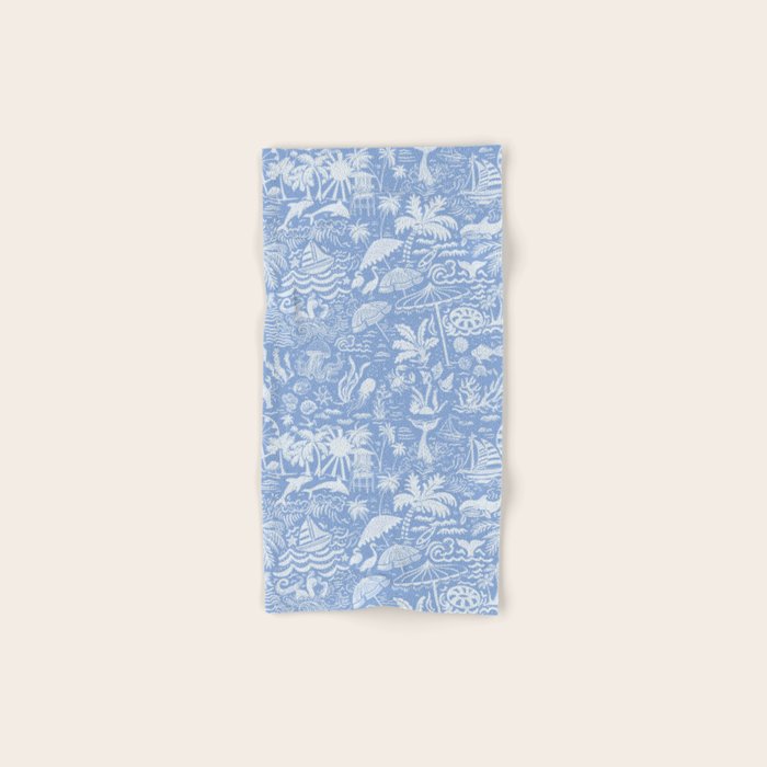 Coastal Daydreams Blue & White Ocean Collage Pattern Bath Towel Gallery Image 1