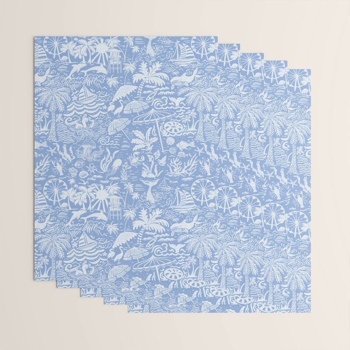 Coastal Daydreams Blue & White Ocean Collage Pattern Wrapping Paper Gallery Image 3