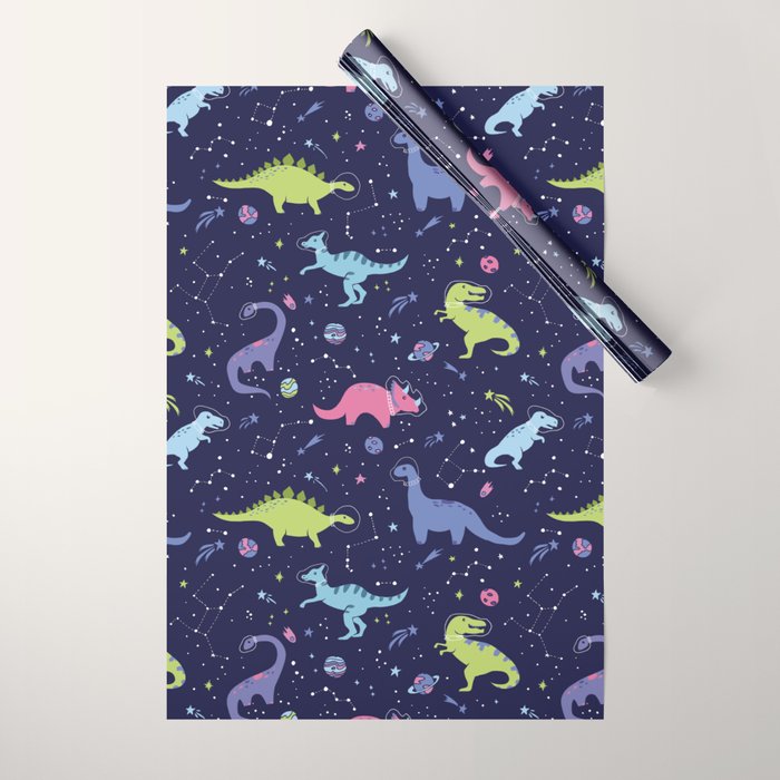 Dinosaurs in Space Wrapping Paper Gallery Image 1