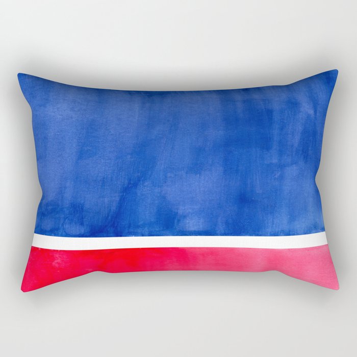 Rothko Abstract Mid Century Modern Minimalist Colorful Simple Nautical Red Blue Rectangular Pillow Gallery Image 1
