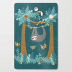Sloth Hanging in a Teal Forest Cutting Board Gallery Image 1