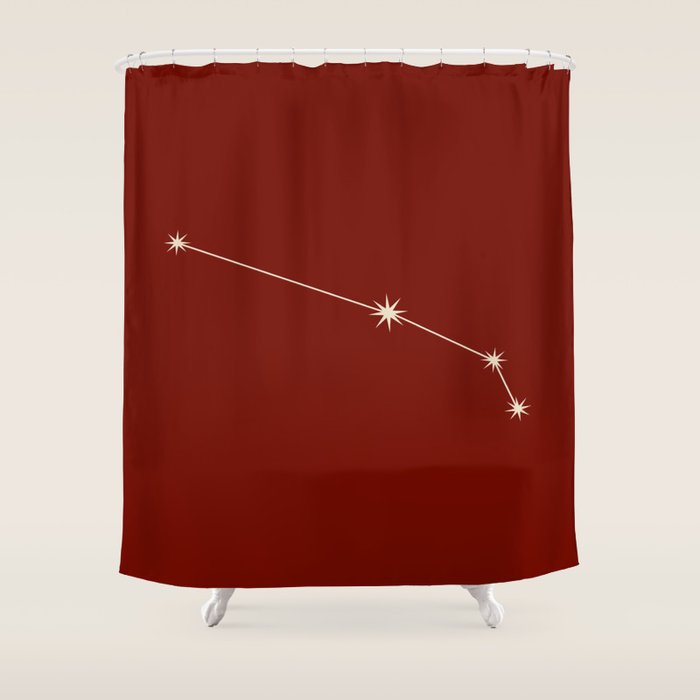 Aries Zodiac Star Constellation Line Art Ruby Red Shower Curtain Gallery Image 1