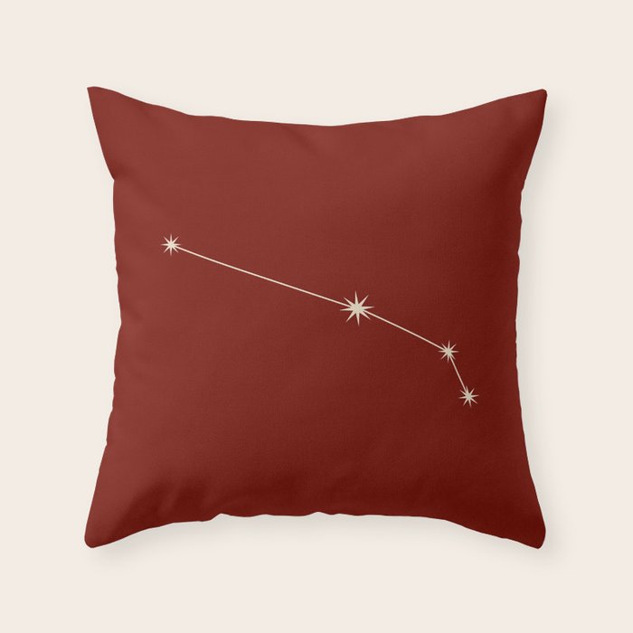 Aries Zodiac Star Constellation Line Art Ruby Red Throw Pillow Gallery Image 6