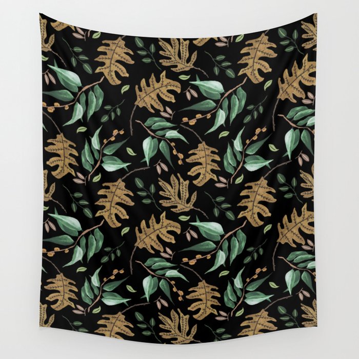 Fall of fall leaves dark Wall Tapestry Gallery Image 1