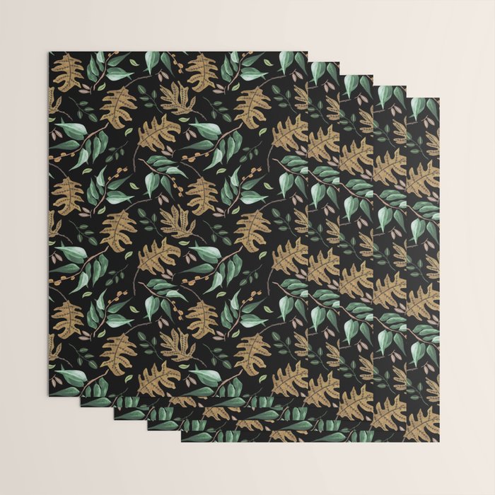 Fall of fall leaves dark Wrapping Paper Gallery Image 3