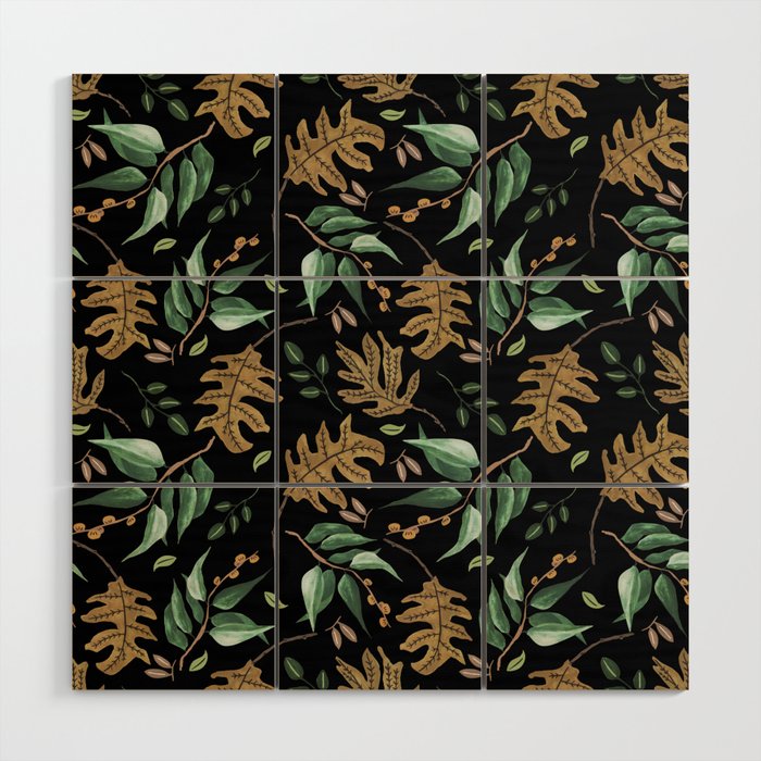 Fall of fall leaves dark Wood Wall Art Gallery Image 1