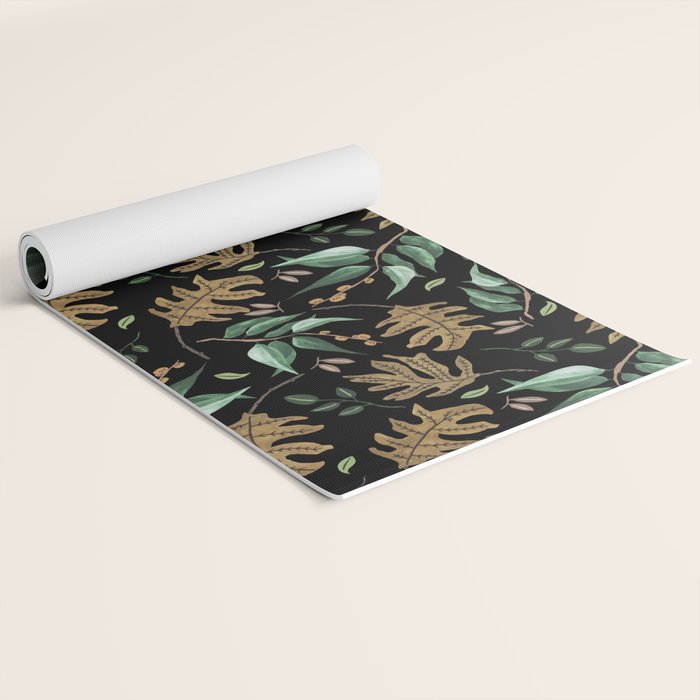 Fall of fall leaves dark Yoga Mat Gallery Image 2