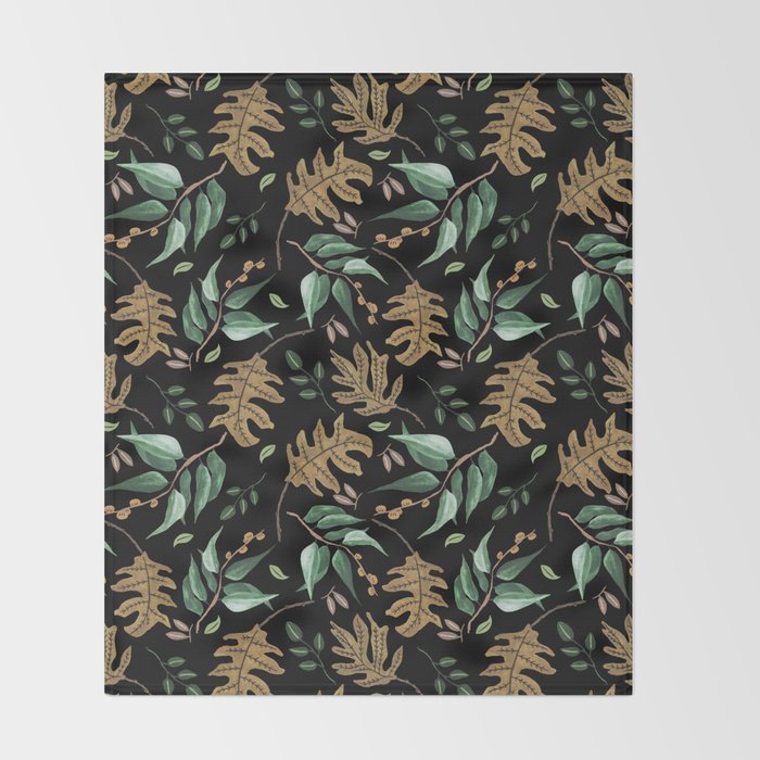 Fall of fall leaves dark Throw Blanket Gallery Image 2