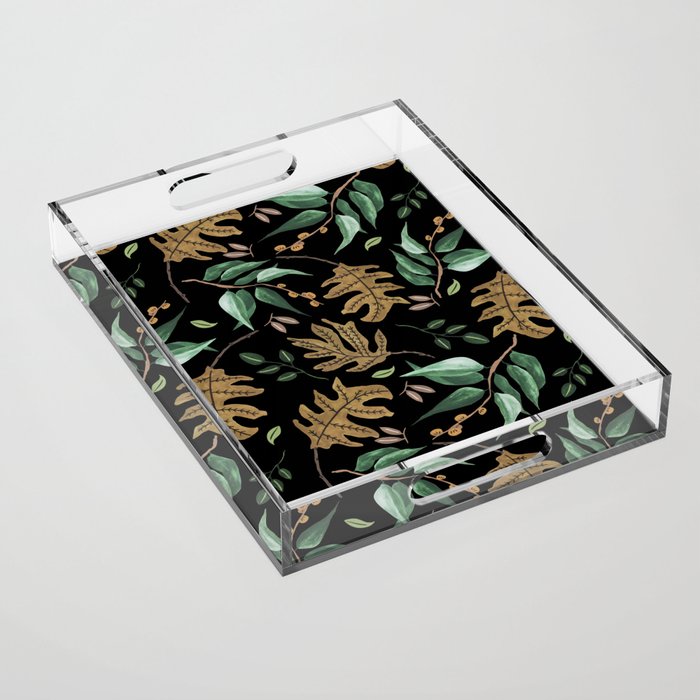 Fall of fall leaves dark Acrylic Tray Gallery Image 1