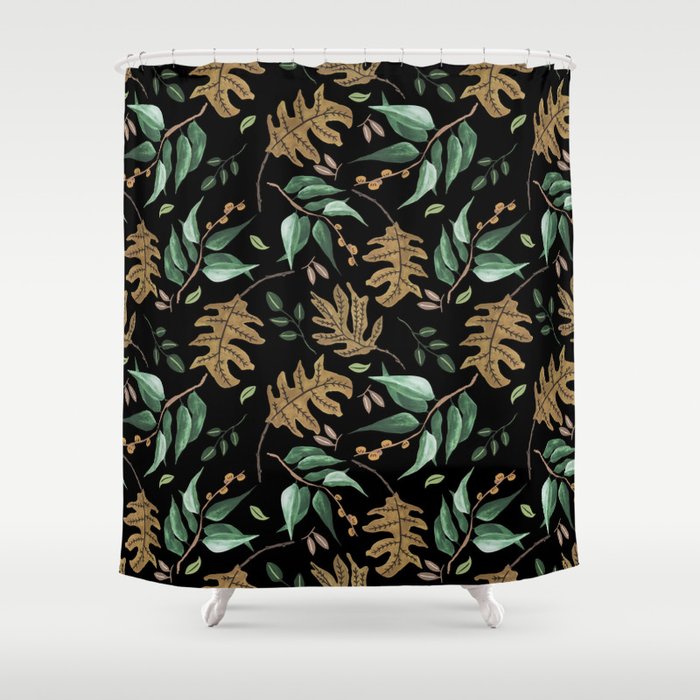 Fall of fall leaves dark Shower Curtain Gallery Image 1