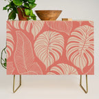 Tropical Leaves on Boho beachy coral Credenza Gallery Image 1