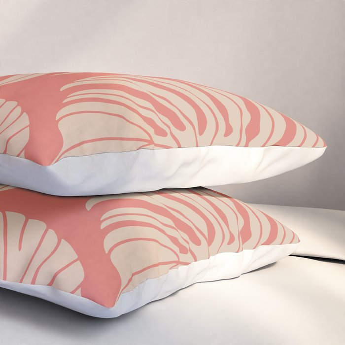 Tropical Leaves on Boho beachy coral Pillow Sham Gallery Image 3