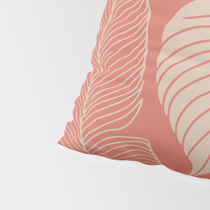 Tropical Leaves on Boho beachy coral Pillow Sham Gallery Image 4