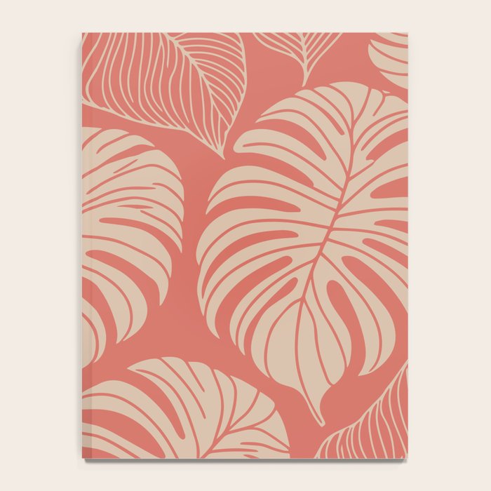 Tropical Leaves on Boho beachy coral Notebook Gallery Image 4