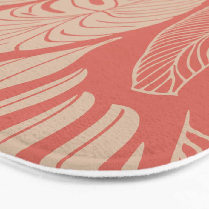 Tropical Leaves on Boho beachy coral Bath Mat Gallery Image 3